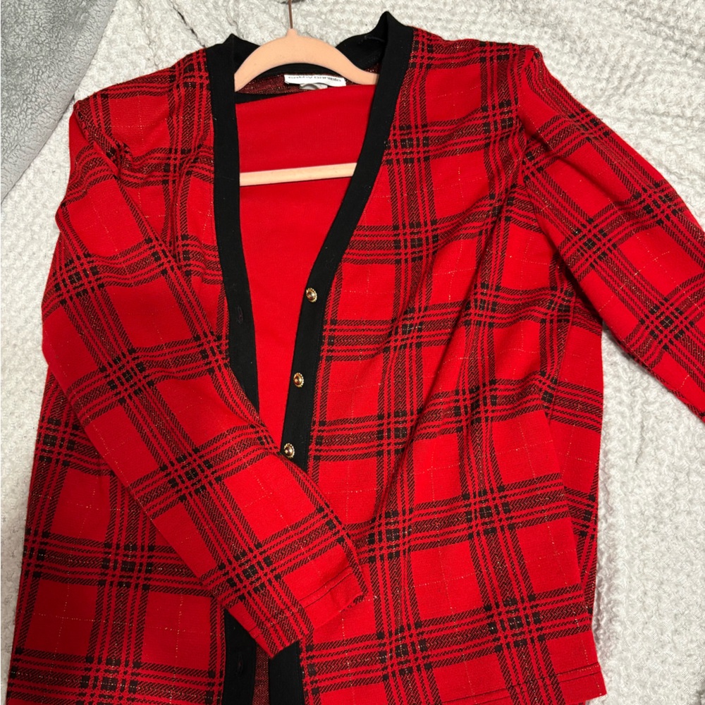 Red Plaid Christmas Cardigan